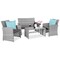 Best Choice Products 4-Piece Outdoor Wicker Patio Conversation Furniture Set w/ Table, Cushions